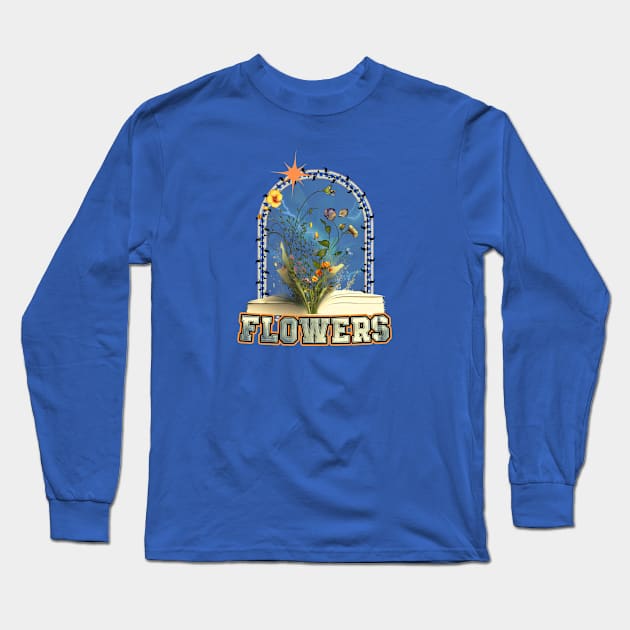 flowers growing from book Long Sleeve T-Shirt by M4Dshop